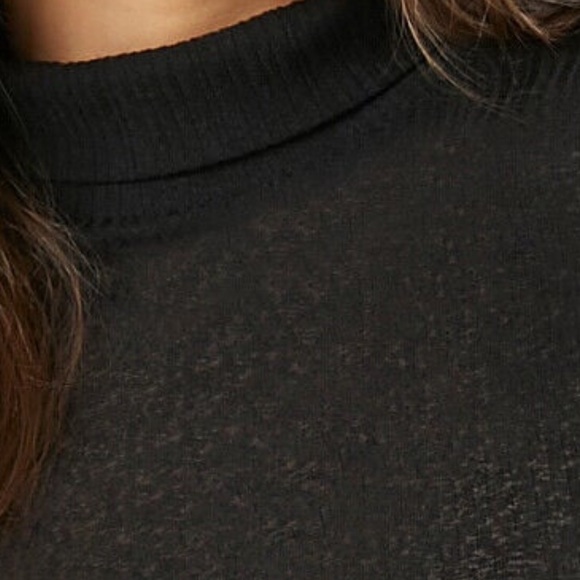 NWOT Fitted Sheer Turtleneck Top Sz XS - Black - Picture 3 of 5